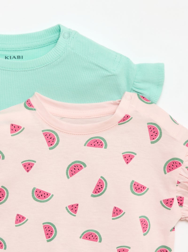 Set di 2 t-shirt a maniche corte in jersey di cotone Rosa - Kiabi