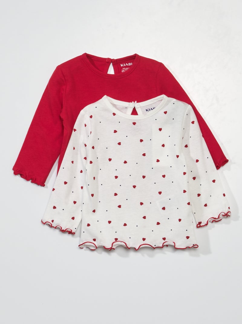 Set di 2 t-shirt a maniche lunghe BIANCO - Kiabi