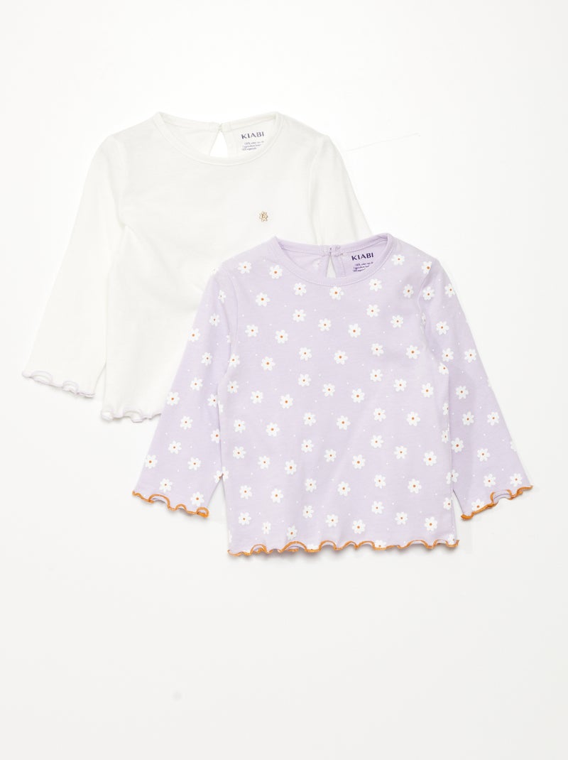 Set di 2 t-shirt a maniche lunghe BIANCO - Kiabi
