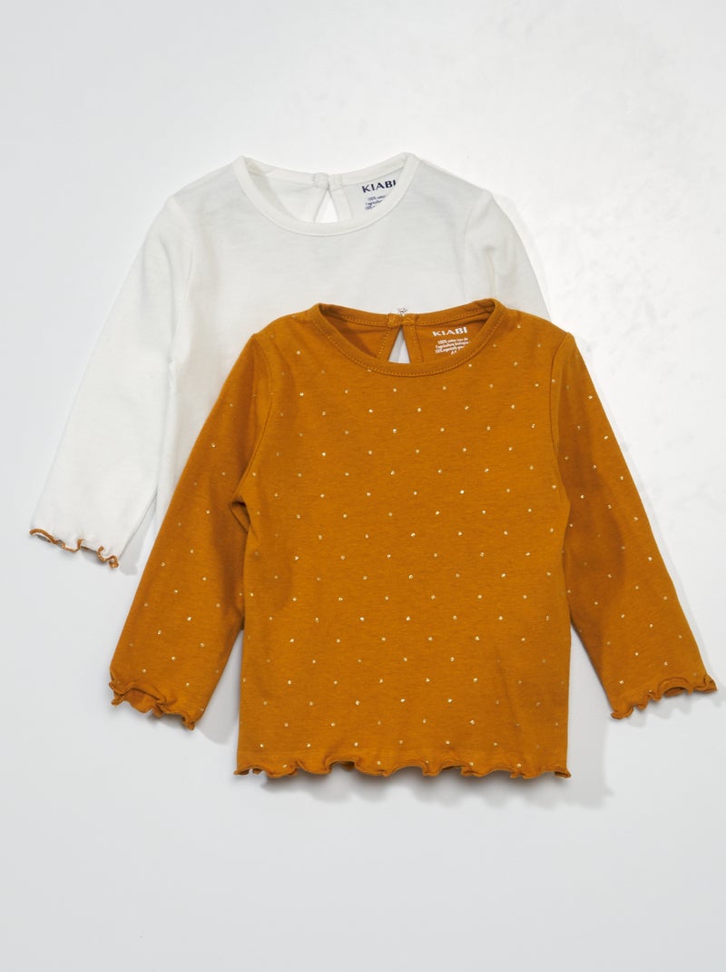 Set di 2 t-shirt a maniche lunghe GIALLO - Kiabi