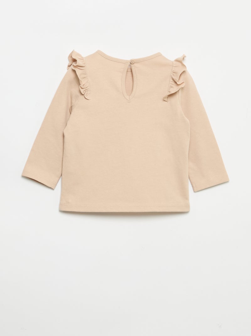 Set di 2 t-shirt a maniche lunghe in jersey di cotone Beige - Kiabi