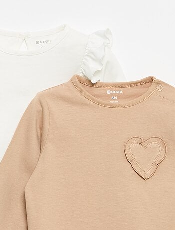 Set di 2 t-shirt a maniche lunghe in jersey di cotone
