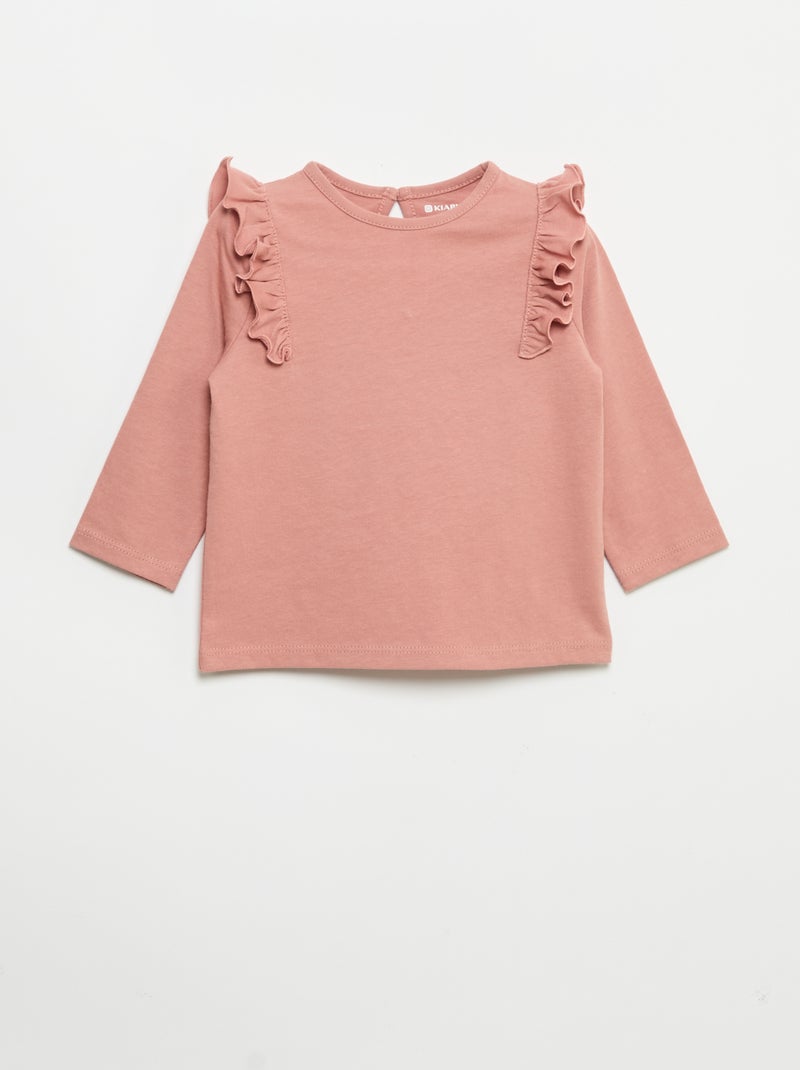 Set di 2 t-shirt a maniche lunghe in jersey di cotone Rosa - Kiabi