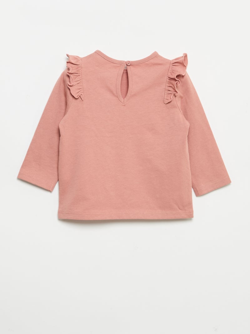 Set di 2 t-shirt a maniche lunghe in jersey di cotone Rosa - Kiabi