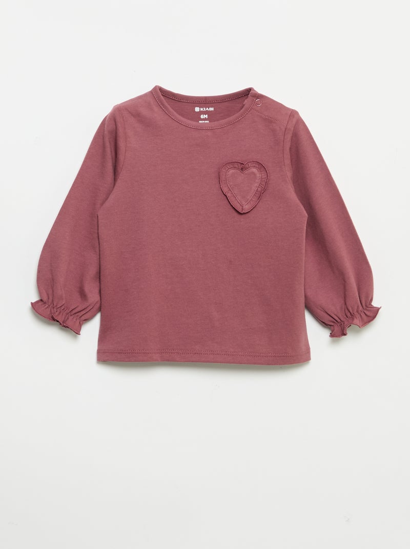 Set di 2 t-shirt a maniche lunghe in jersey di cotone Rosa - Kiabi