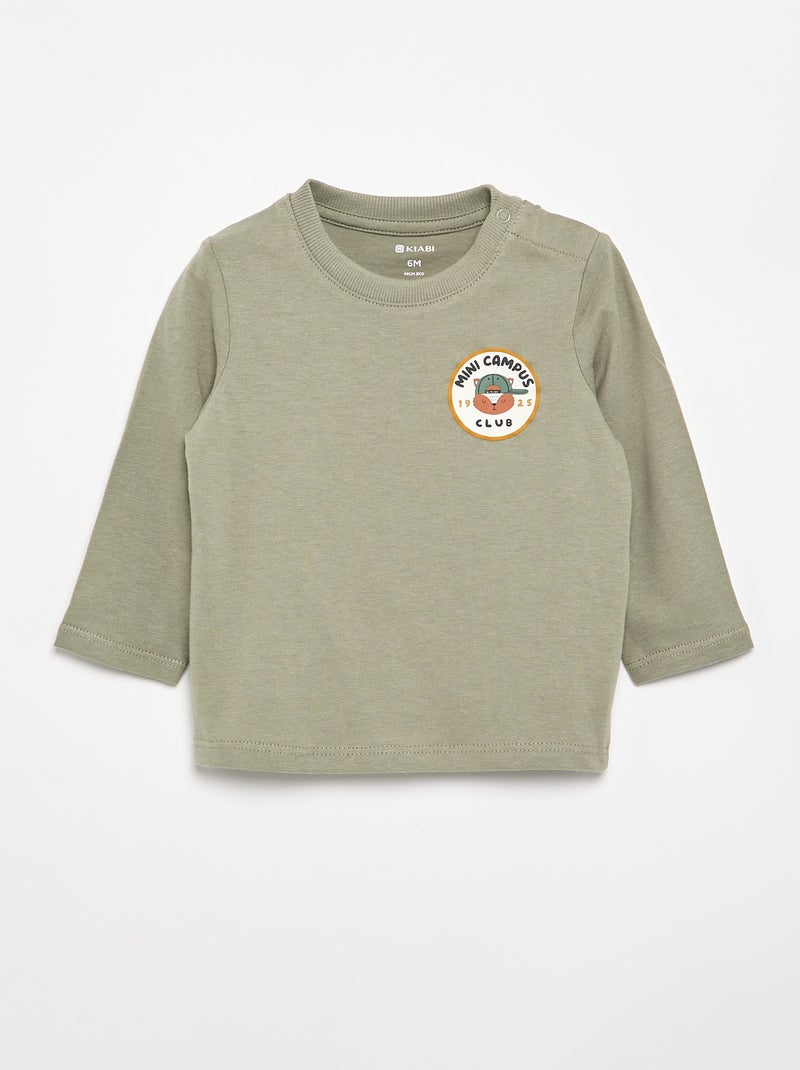 Set di 2 T-shirt a maniche lunghe Kaki - Kiabi