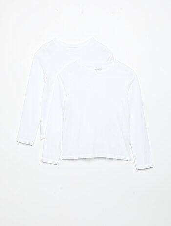 Set di 2 t-shirt a maniche lunghe tinta unita