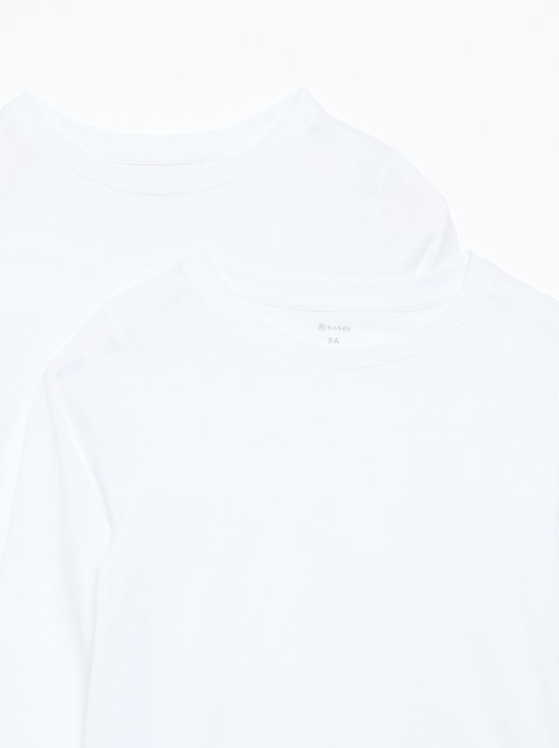Set di 2 t-shirt a maniche lunghe tinta unita Bianco - Kiabi