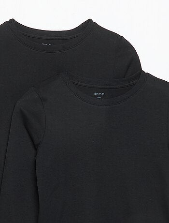 Set di 2 t-shirt a maniche lunghe tinta unita
