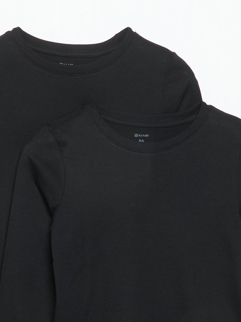 Set di 2 t-shirt a maniche lunghe tinta unita Nero - Kiabi