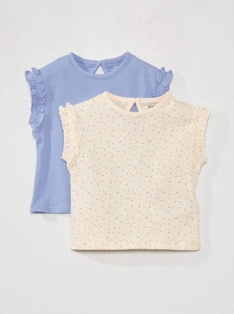 Set di 2 t-shirt con arricciature con volant ROSA - Kiabi