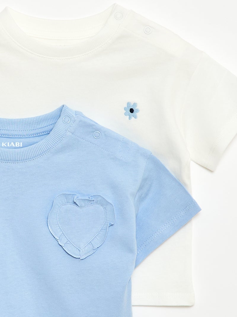 Set di 2 T-shirt con dettagli sul petto Bianco - Kiabi