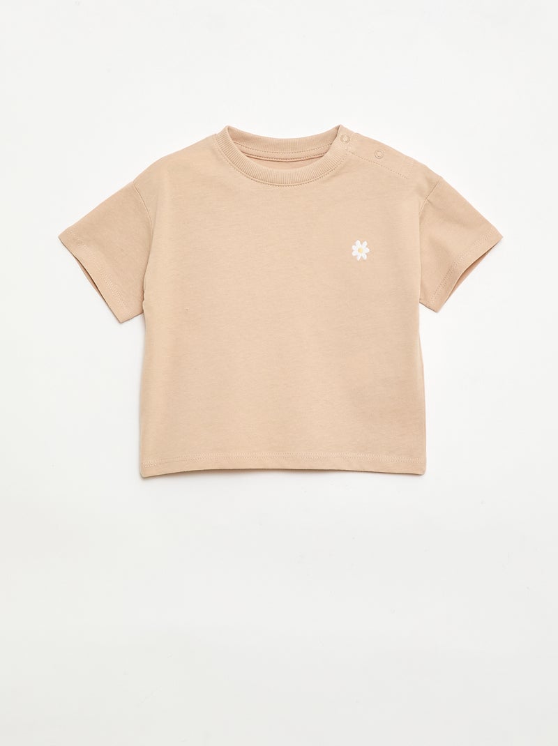 Set di 2 T-shirt con dettaglio sul petto Beige - Kiabi