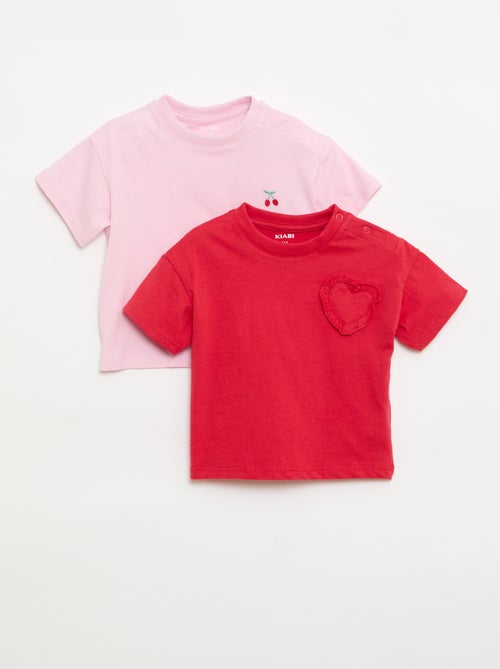 Set di 2 T-shirt con dettaglio sul petto - Kiabi