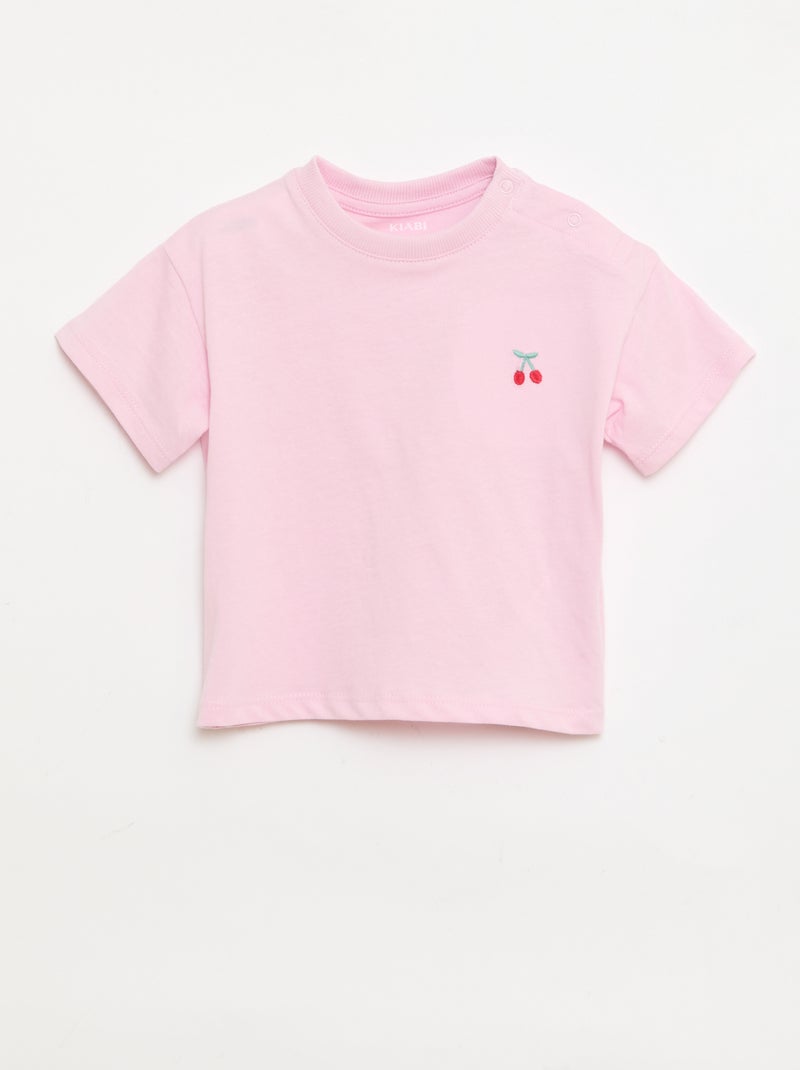 Set di 2 T-shirt con dettaglio sul petto Rosa - Kiabi