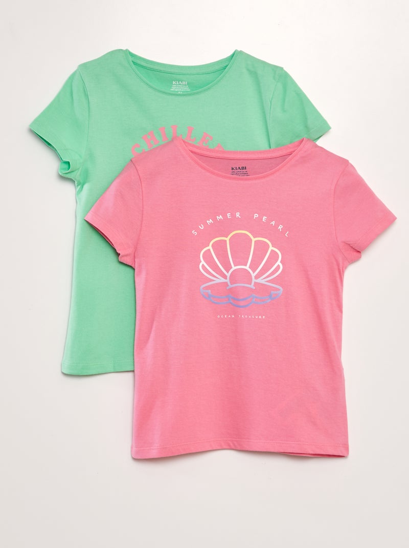 Set di 2 t-shirt con scritta ROSA - Kiabi