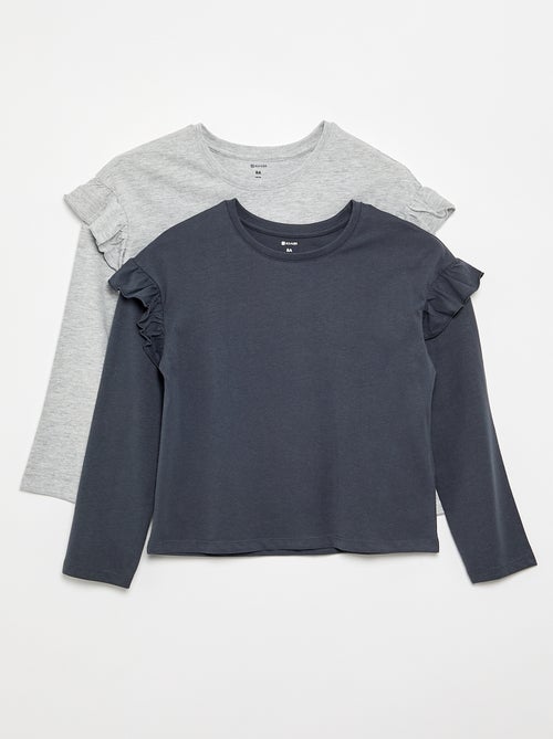 Set di 2 T-shirt con volant sulle spalle - Kiabi Set di 2 T-shirt con volant sulle spalle - Kiabi