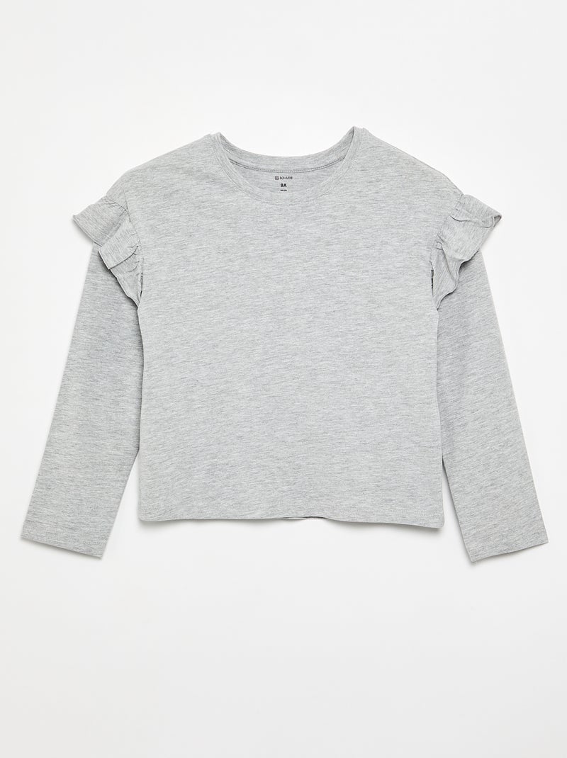 Set di 2 T-shirt con volant sulle spalle Grigio - Kiabi