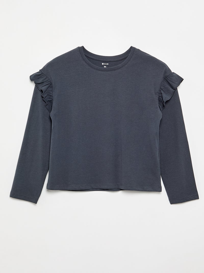 Set di 2 T-shirt con volant sulle spalle Grigio - Kiabi