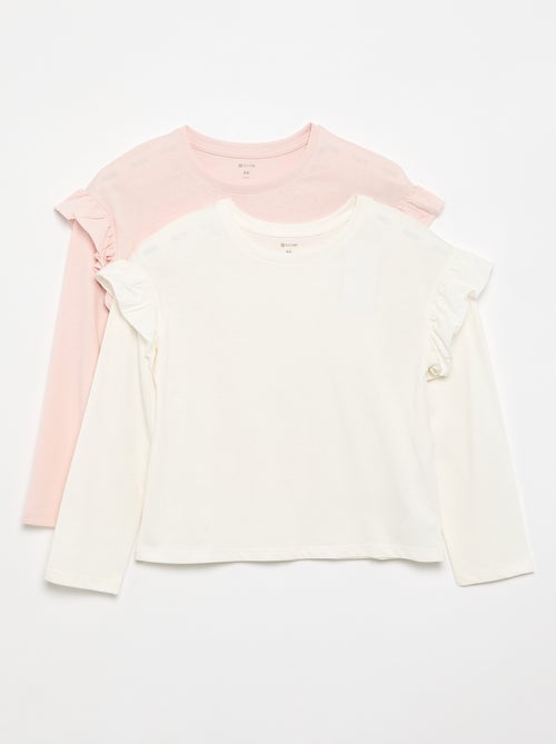 Set di 2 T-shirt con volant sulle spalle - Kiabi Set di 2 T-shirt con volant sulle spalle - Kiabi