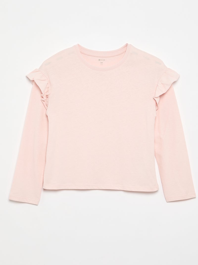 Set di 2 T-shirt con volant sulle spalle Rosa chiaro - Kiabi
