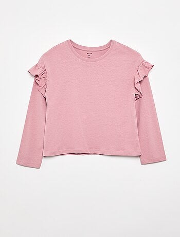 Set di 2 T-shirt con volant sulle spalle