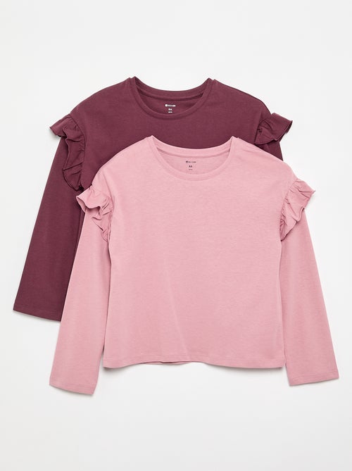 Set di 2 T-shirt con volant sulle spalle - Kiabi Set di 2 T-shirt con volant sulle spalle - Kiabi