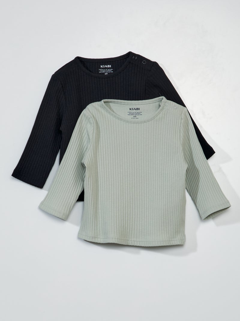Set di 2 t-shirt in jersey a coste GRIGIO - Kiabi