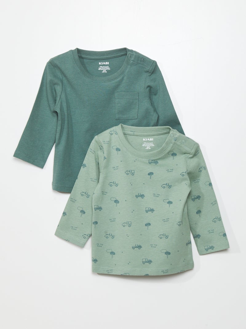Set di 2 t-shirt in jersey VERDE - Kiabi