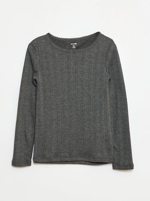 Set di 2 t-shirt in maglia operata a maniche lunghe - Kiabi