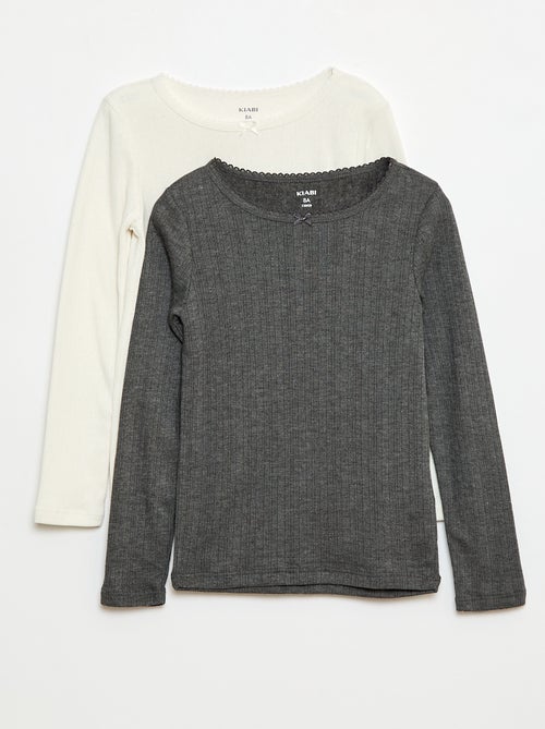 Set di 2 t-shirt termoregolatrici in maglia operata - Kiabi