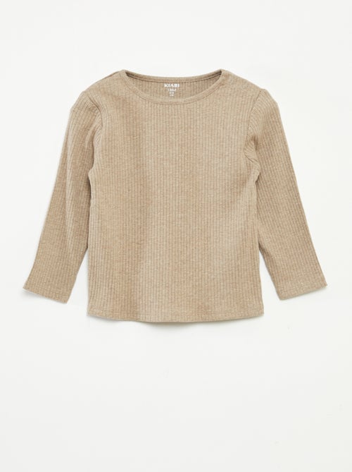 Set di 2 t-shirt tinta unita a coste a maniche lunghe - Kiabi