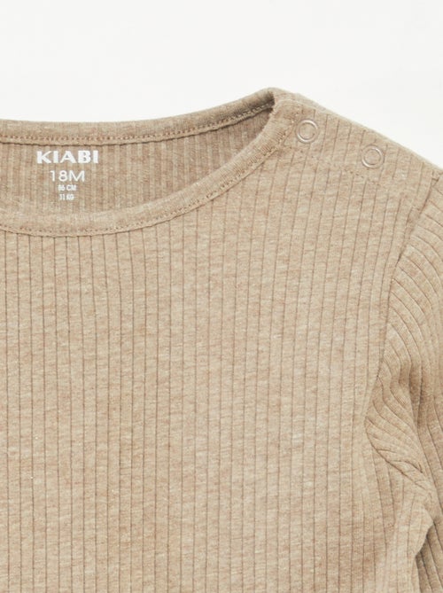 Set di 2 t-shirt tinta unita a coste a maniche lunghe - Kiabi