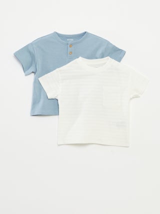 Set di 2 t-shirt tinta unita a maniche corte