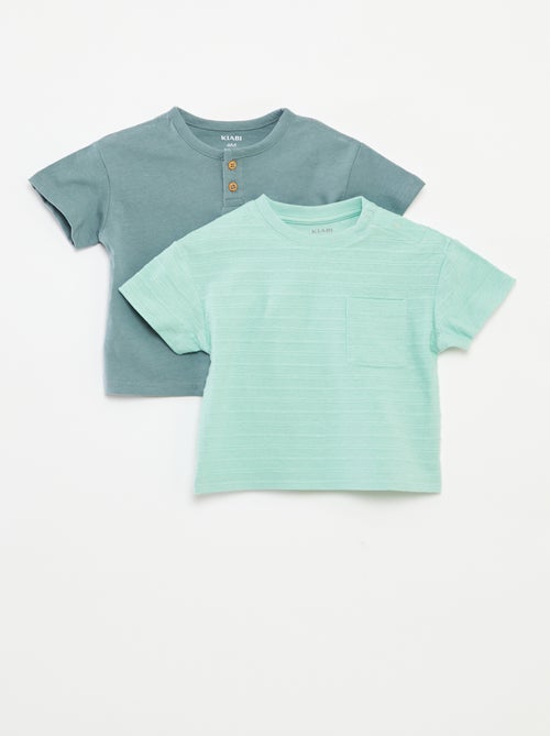Set di 2 t-shirt tinta unita a maniche corte - Kiabi