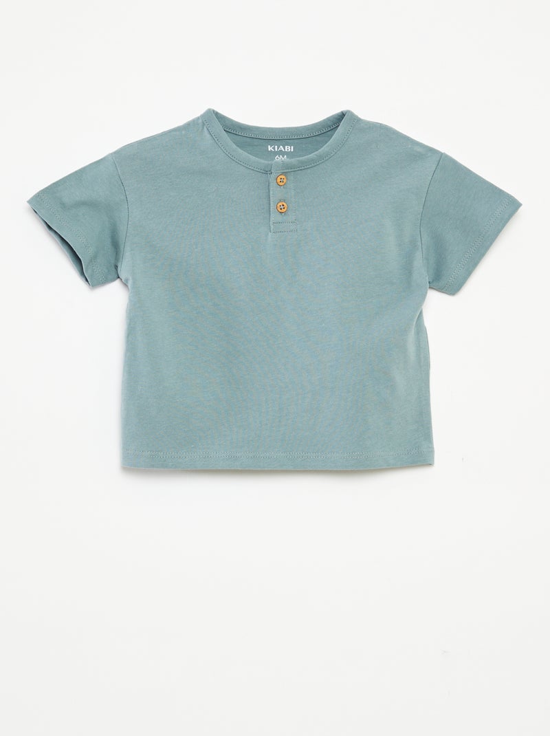 Set di 2 t-shirt tinta unita a maniche corte BLU - Kiabi