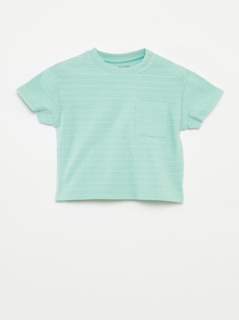 Set di 2 t-shirt tinta unita a maniche corte BLU - Kiabi