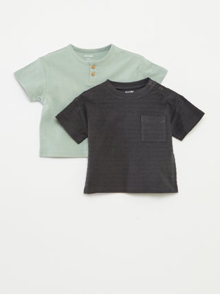 Set di 2 t-shirt tinta unita a maniche corte