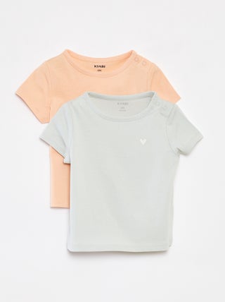 Set di 2 t-shirt tinta unita
