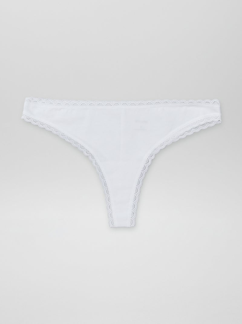 Set di 2 tanga in cotone bianco - Kiabi