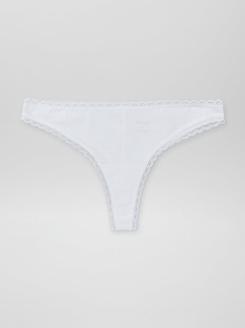 Set di 2 tanga in cotone bianco - Kiabi