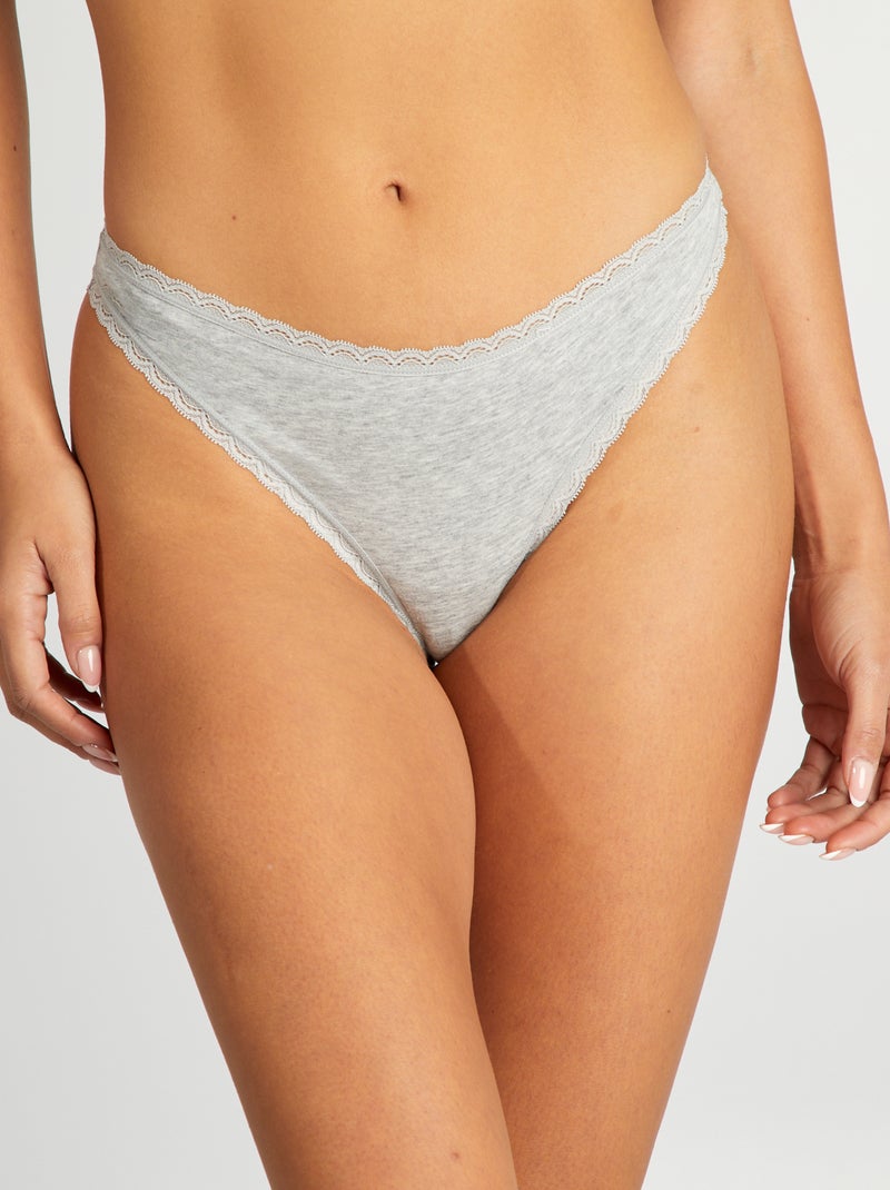 Set di 2 tanga in cotone GRIGIO - Kiabi