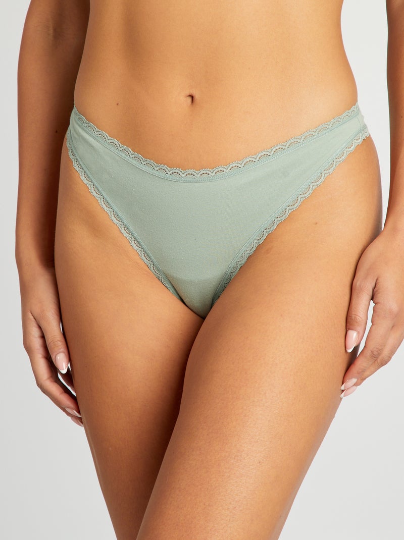 Set di 2 tanga in cotone VERDE - Kiabi