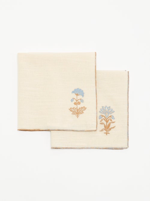 Set di 2 tovaglioli ricamati - Kiabi Set di 2 tovaglioli ricamati - Kiabi