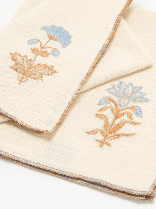 Set di 2 tovaglioli ricamati - Kiabi Set di 2 tovaglioli ricamati - Kiabi