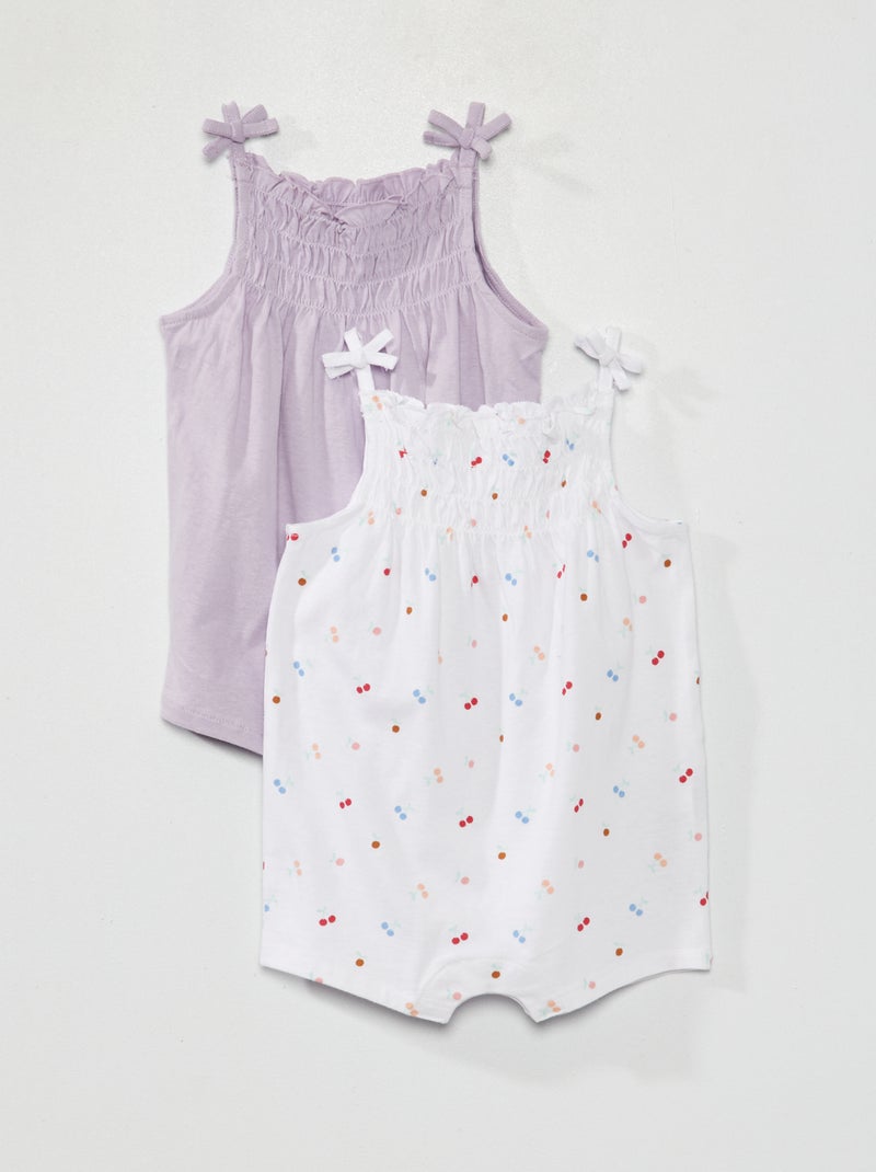Set di 2 tute corte a punto smock BIANCO - Kiabi