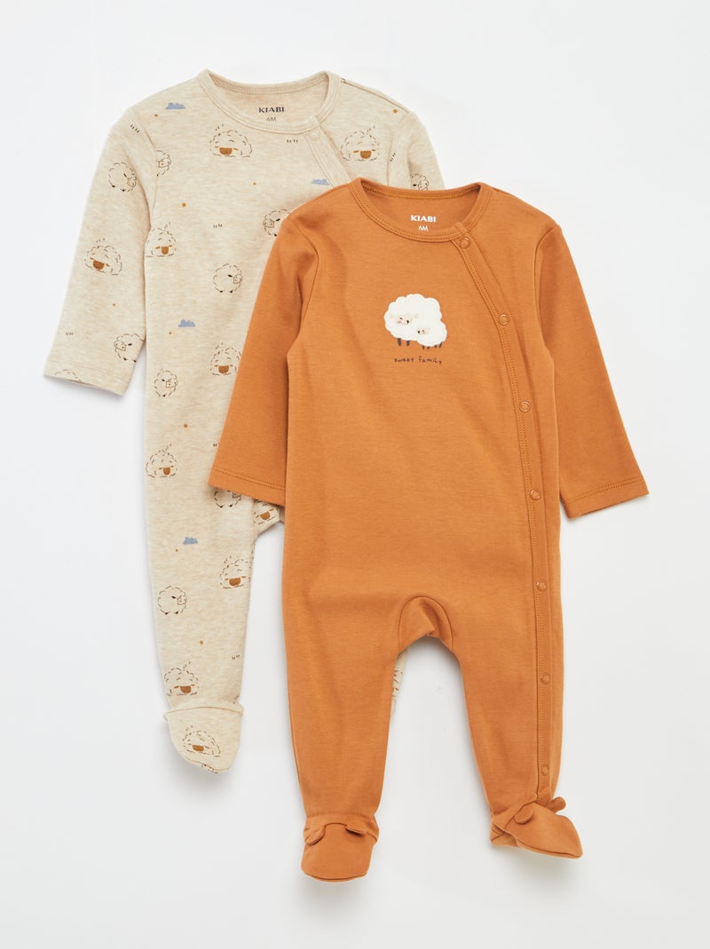 Set di 2 tutine con piedini e apertura con automatici Beige - Kiabi