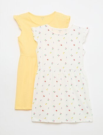 Set di 2 vestiti in jersey senza maniche con volant