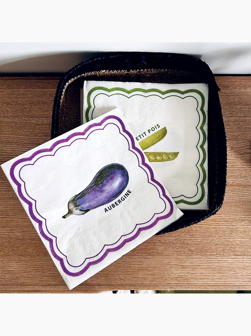 Set di 20 tovaglioli di carta motivo melanzana e pois Viola - Kiabi