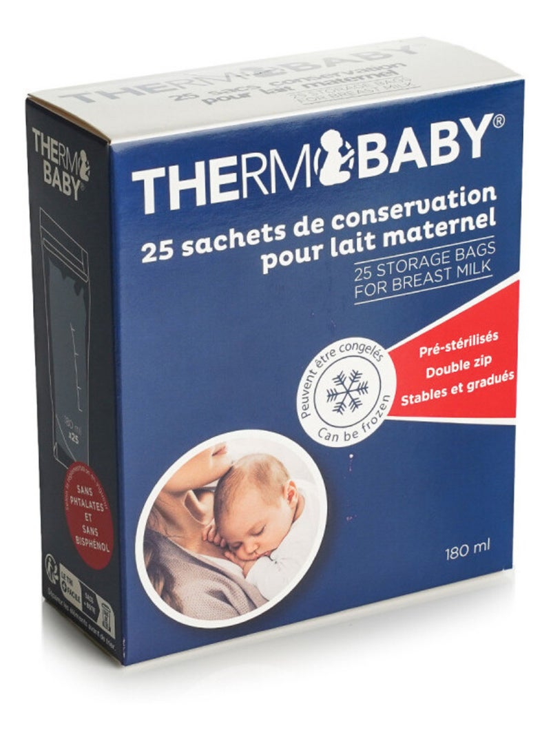 Set di 25 buste per la conservazione del latte materno Thermobaby pre-sterilizzate 180 ml Bianco - Kiabi